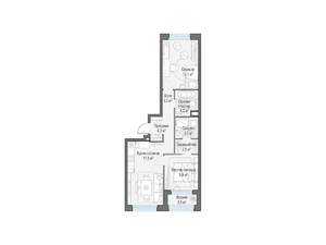2-к квартира, строящийся дом, 57м2, 19/23 этаж