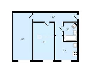 2-к квартира, вторичка, 42м2, 1/5 этаж