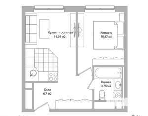 2-к квартира, вторичка, 36м2, 4/16 этаж
