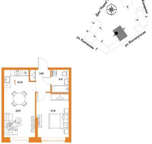 1-к квартира, вторичка, 43м2, 16/6 этаж