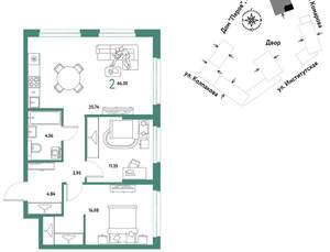 2-к квартира, вторичка, 67м2, 21/6 этаж