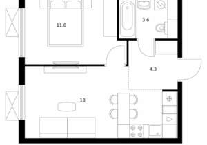 1-к квартира, вторичка, 38м2, 20/24 этаж