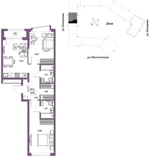 3-к квартира, вторичка, 68м2, 8/25 этаж