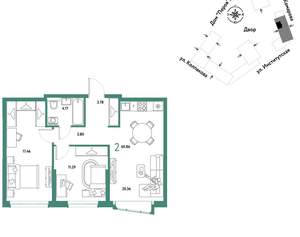 2-к квартира, вторичка, 61м2, 10/6 этаж