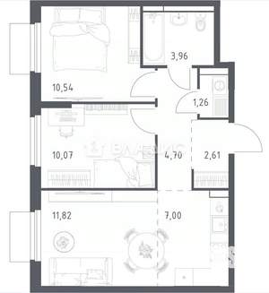 2-к квартира, вторичка, 52м2, 15/15 этаж