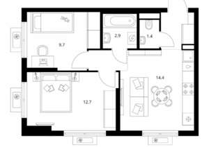 2-к квартира, вторичка, 46м2, 15/24 этаж