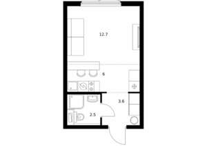 Студия квартира, вторичка, 25м2, 12/24 этаж