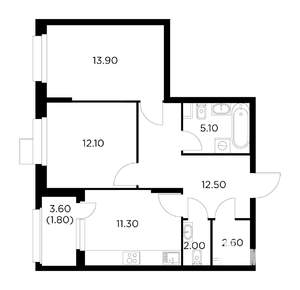 2-к квартира, строящийся дом, 60м2, 11/18 этаж