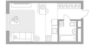 Студия квартира, вторичка, 12м2, 12/6 этаж