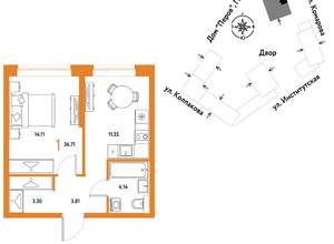 1-к квартира, вторичка, 37м2, 6/6 этаж