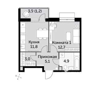 1-к квартира, вторичка, 39м2, 5/9 этаж