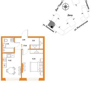 1-к квартира, вторичка, 38м2, 9/6 этаж