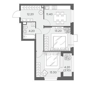 2-к квартира, вторичка, 56м2, 14/18 этаж