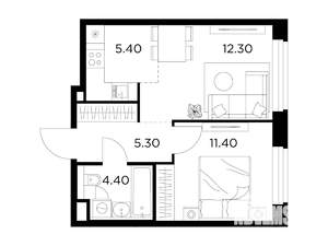 2-к квартира, строящийся дом, 39м2, 15/17 этаж