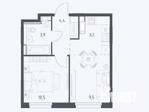 1-к квартира, вторичка, 34м2, 3/10 этаж