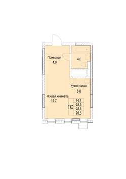 1-к квартира, строящийся дом, 29м2, 11/23 этаж