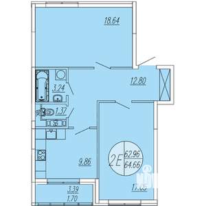 2-к квартира, вторичка, 65м2, 4/4 этаж