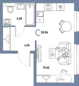 Студия квартира, строящийся дом, 29м2, 11/25 этаж