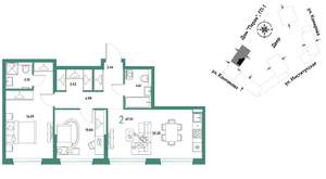 2-к квартира, вторичка, 67м2, 18/25 этаж