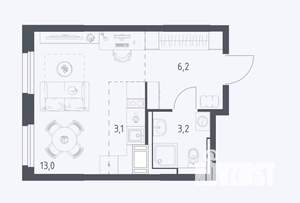 Студия квартира, сданный дом, 25м2, 3/17 этаж