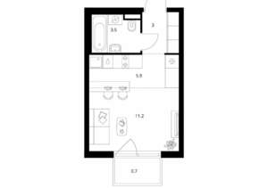 Студия квартира, вторичка, 24м2, 3/25 этаж