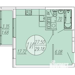 Студия квартира, вторичка, 29м2, 1/4 этаж
