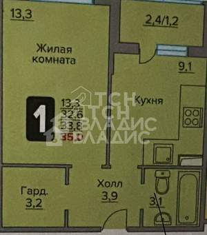 1-к квартира, вторичка, 33м2, 2/7 этаж