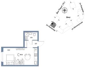 1-к квартира, вторичка, 28м2, 10/25 этаж
