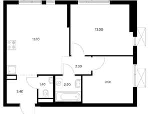 2-к квартира, вторичка, 51м2, 22/24 этаж