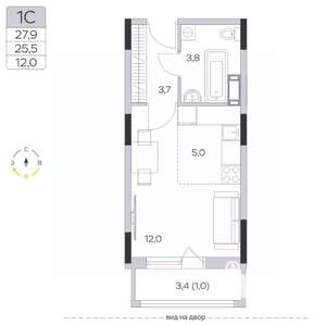 Студия квартира, вторичка, 26м2, 9/9 этаж