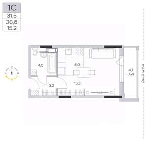 Студия квартира, вторичка, 29м2, 5/9 этаж