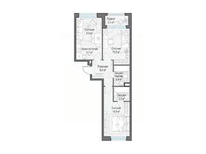 2-к квартира, строящийся дом, 58м2, 4/23 этаж