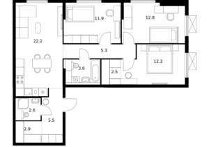 3-к квартира, вторичка, 82м2, 23/24 этаж