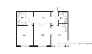 2-к квартира, вторичка, 70м2, 5/14 этаж