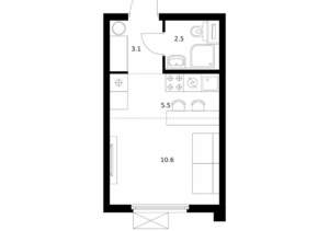 Студия квартира, вторичка, 22м2, 15/24 этаж