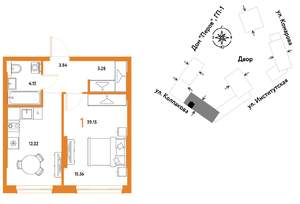 1-к квартира, вторичка, 39м2, 3/25 этаж
