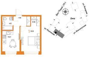 1-к квартира, вторичка, 35м2, 15/25 этаж