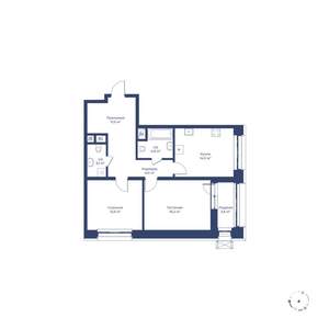 2-к квартира, строящийся дом, 70м2, 17/24 этаж