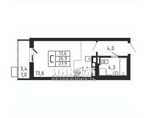 Студия квартира, вторичка, 28м2, 8/9 этаж