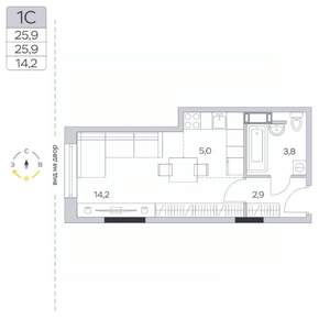 Студия квартира, вторичка, 26м2, 7/9 этаж