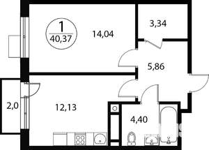 1-к квартира, вторичка, 40м2, 2/4 этаж