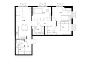 3-к квартира, вторичка, 80м2, 4/24 этаж