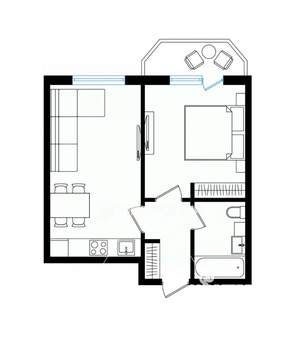 2-к квартира, вторичка, 46м2, 1/5 этаж