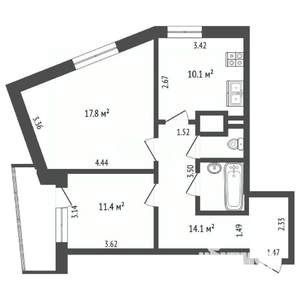 2-к квартира, сданный дом, 62м2, 6/17 этаж