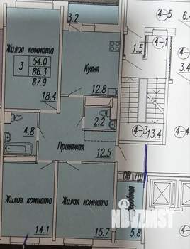 3-к квартира, вторичка, 86м2, 8/17 этаж