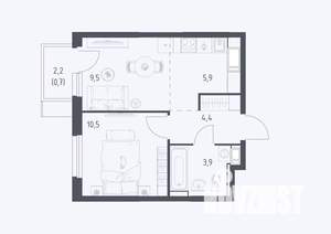 1-к квартира, сданный дом, 34м2, 12/17 этаж