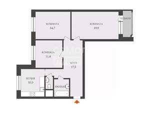 3-к квартира, вторичка, 80м2, 7/22 этаж