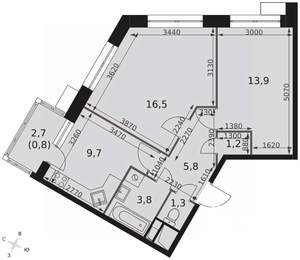 2-к квартира, вторичка, 54м2, 9/12 этаж