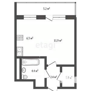 Студия квартира, вторичка, 27м2, 8/22 этаж