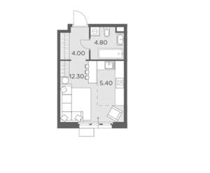Студия квартира, вторичка, 27м2, 12/17 этаж